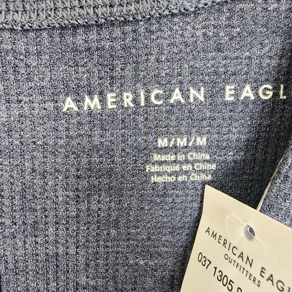 NEW American Eagle Printed Waffle Long Sleeve Stretch Top - Picture 11 of 12